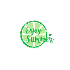Summer card with hand drawn brush lettering. Summer background with calligraphic design elements, vector illustration. Summer holidays poster.