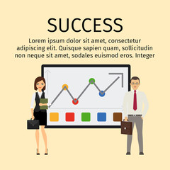 Success infographic with business people