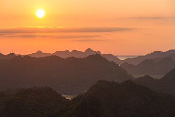 Sunset in Halong Bay, Vietnam