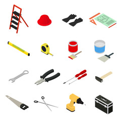 Home Repair Icons Set Isometric View. Vector