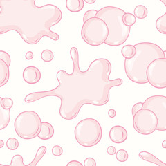 Hand drawn pink bubble gum seamless pattern with burst. Sweet candy background - 159725287