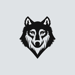 Wolf head black silhouette on solid background. Vector illustration.