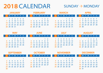 Calendar 2018 - illustration