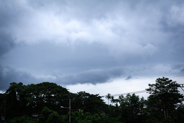 Dark sky with black clouds before rain