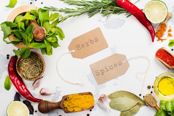 Selection of herbs and spices