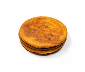 Round honey blanks for baking a cake on white background