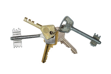 Bunch of keys isolated on white