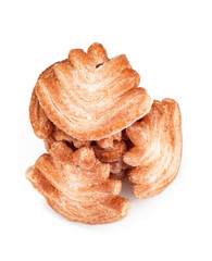 Christmas tree shape sweet puff pastry isolated on white background