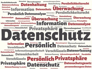 Obraz premium Datenschutz - Bilder mit Wörtern aus dem Bereich Datenschutz, Wortwolke, Würfel, Buchstabe, Bild, Illustration