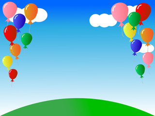 バルーンと青空背景