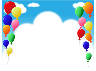 バルーンと白い雲　背景素材
