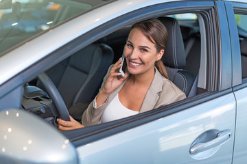 Happy young man with her new car
