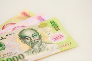 Stock Photo - Vietnamese currency Dong banknotes.