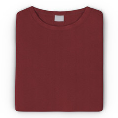Blank folded red t-shirt isolated on a white. 3D illustration