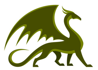 Green dragon on a white background