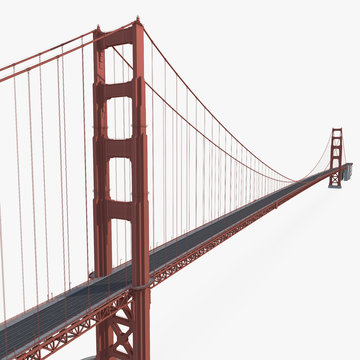 Golden Gate Bridge on white. 3D illustration
