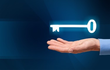 Hand and key.