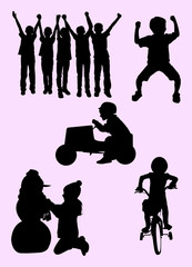Happy child playing silhouette. Good use for symbol, logo, web icon, mascot, sign, or any design you want.