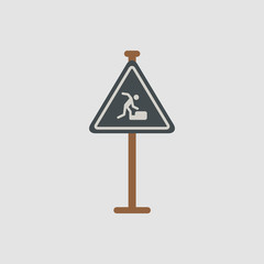 warning falling on the stairs road sign