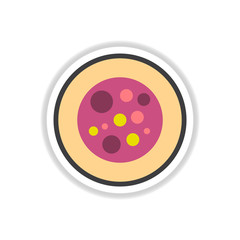 sushi roll piece, japanese food. Sushi roll with rice, vector icon sticker