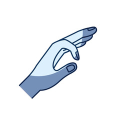 blue color silhouette shading of hand of symbol of deposit in someone vector illustration