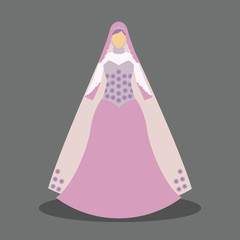 islamic wedding dress for the muslim bride in modern styles. vector illustration
