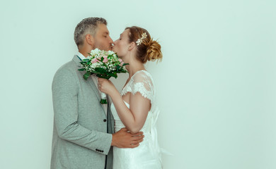 wedding couple kissing