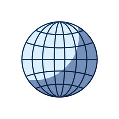 blue color silhouette shading of front view globe earth world chart with lines vector illustration