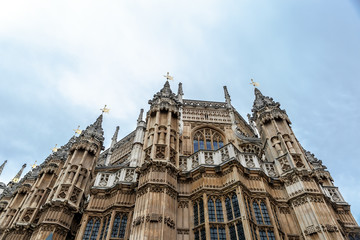 Fototapeta na wymiar Facade of the Palace of Westminster, seat of the Parliament of the UK