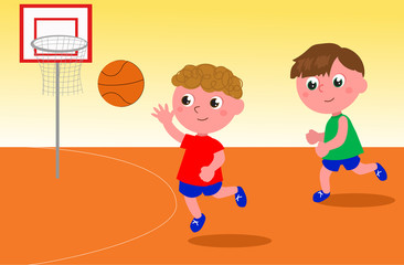 Two cartoon basketball players vector