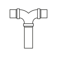 monochrome silhouette of drain pipe t connection vector illustration