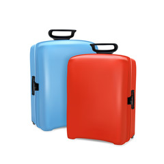 Travel plastic suitcases on white background. Vector illustration