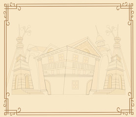 Vintage background with french architecture isolated on white background vector illustration