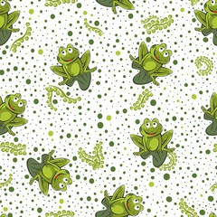 Frog seamless background. Vector illustration. - obrazy, fototapety, plakaty
