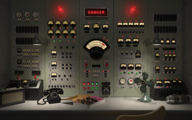 Vintage control room background concept 3D illustration - 159735297