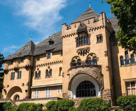 View of old Fortress in the Forest. Neue Hakeburg in Kleinmachnow, Germany.