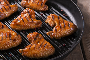 Fried chicken wings grill on grill pan