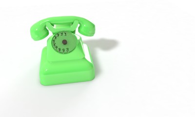 Old phone on the white, 3d render