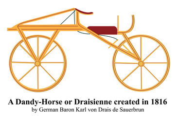 A Dandy-Horse or Draisienne created in 1816 by German Baron Karl von Drais de Sauerbrun vector illustration.