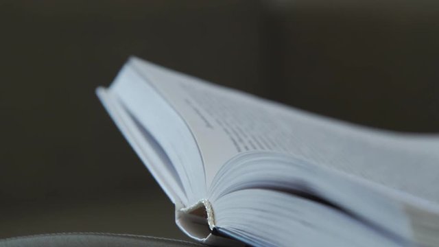 Book pages. The book, reading. A woman's hand holds the pages of the book. A woman's hand turns over the pages of the book. Concept: reading, books, bookmark.