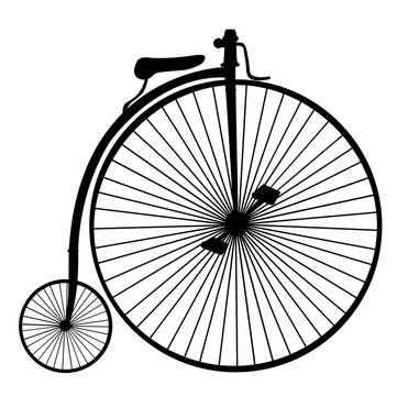 Penny-farthing or high wheel bicycle  silhouette  isolated on white background vector illustration