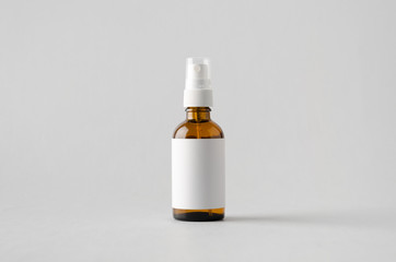 Amber Spray Bottle Mock-Up - Blank Label - obrazy, fototapety, plakaty