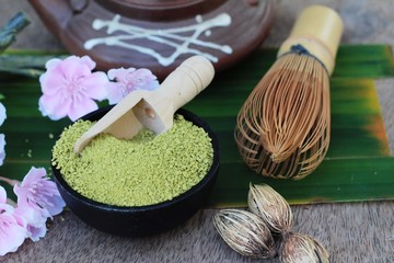 Matcha green tea and powder ,Japanese tea.
