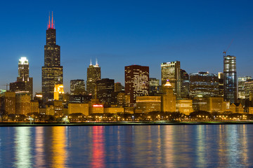 Chicago, IL , USA - Apr 18, 2010: View of Chicago City at Adler Planetarium