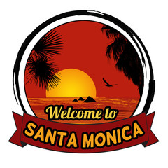 Fototapeta na wymiar Welcome to Santa Monica concept for t-shirt and other print