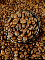 Close-up of roasted coffee beans 
