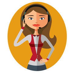 Customer service beautiful woman working in a call center vector illustration isolated on white
