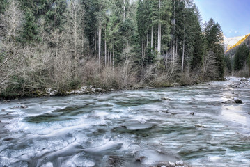 Val Genova River Winter Frozen