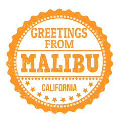 Greetings from Malibu sign or stamp