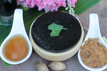 Grass Jelly with syrup and drink is delicious.